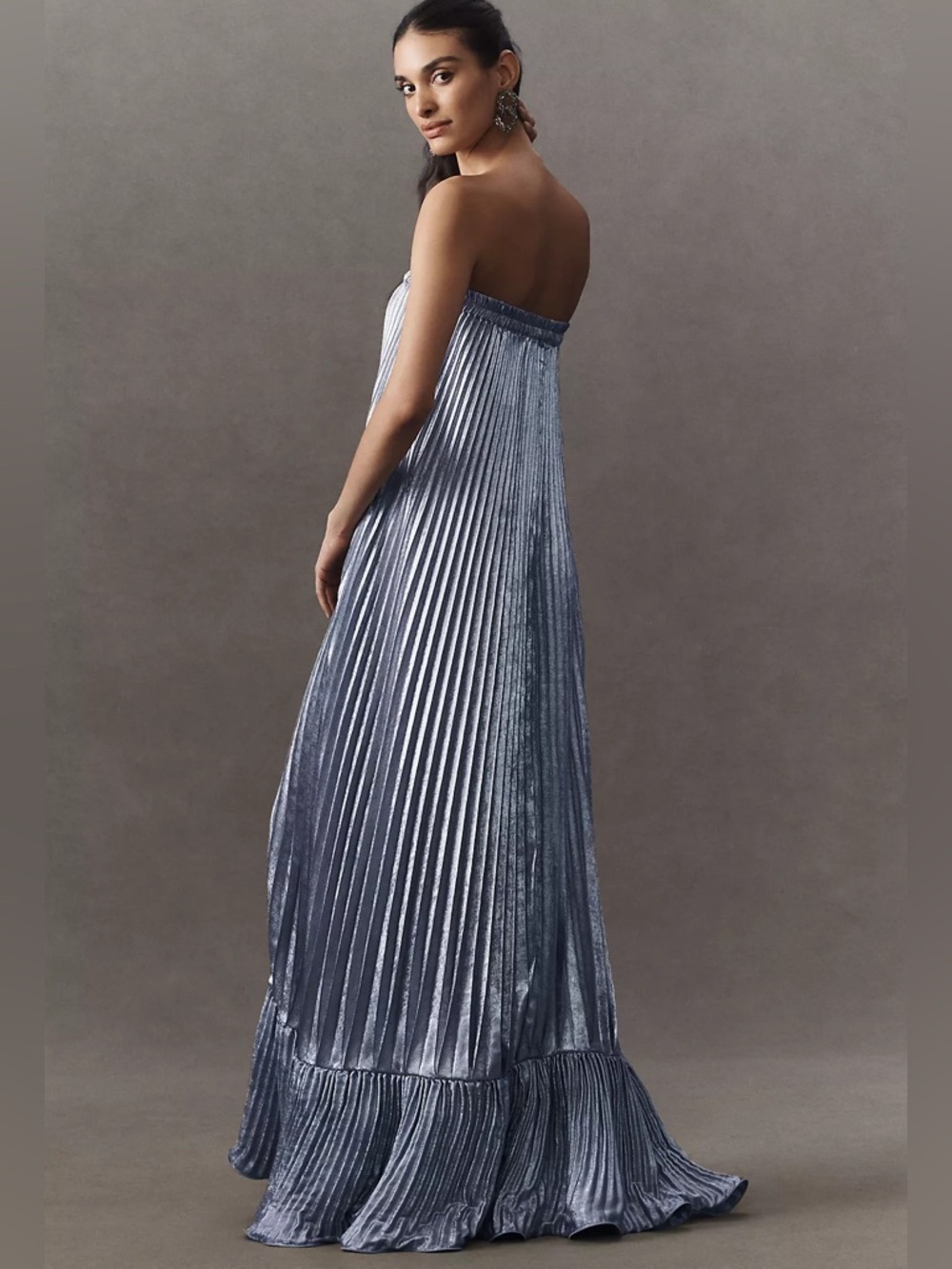 Anthropologie L'IDEE Fantasia Strapless Pleated Shift Gown Maxi Dress - 2 - NWT